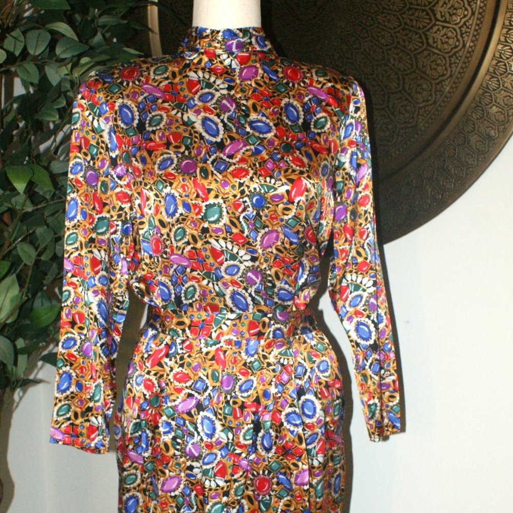 Talbot's 100% Silk Jeweled Skirt and Blouse - Size 6/8